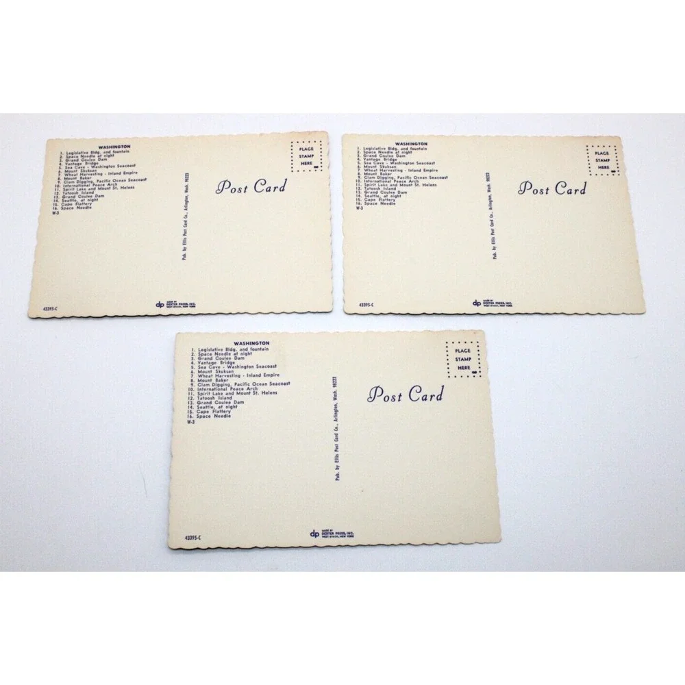 3 Greetings From the State of Washington Vintage Postcards 1960s WA Attractions‎